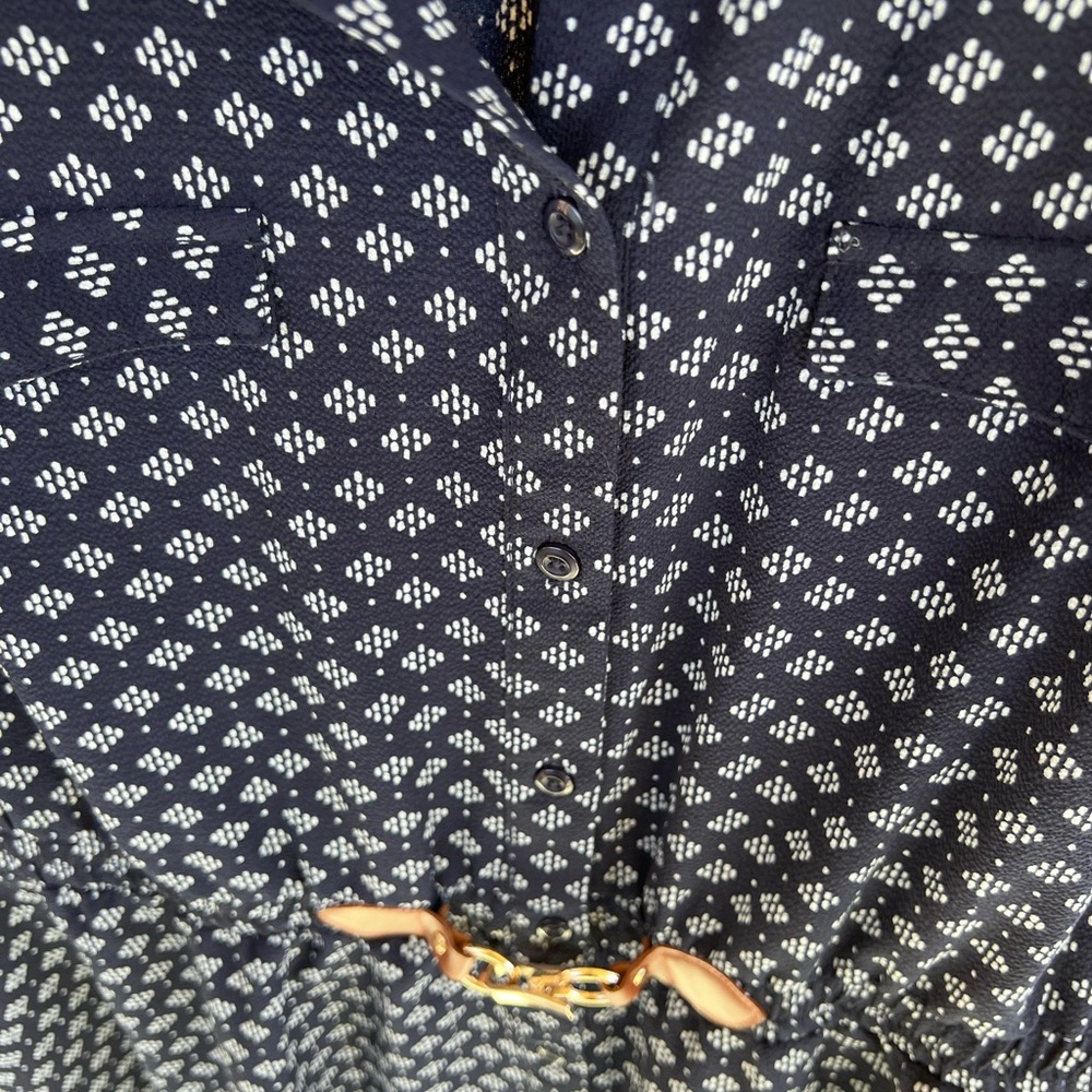 Indigo Rose Sleeveless Navy Floral Midi Dress w/ elastic waist decorative belt - Picture 9 of 10